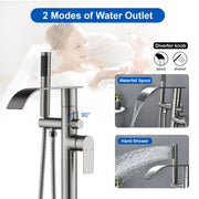 High-flow freestanding tub faucet with hand shower in Brushed Gold | Brushed Nickel | Matte Black high-flow-freestanding-tub-faucet-with-hand-shower-in-brushed-gold-brushed-nickel-matte-black 