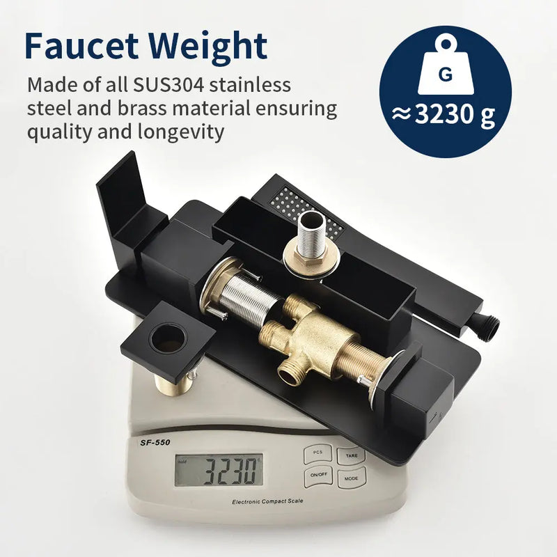 High Flow roman faucet set 4-piece Waterfall Tub Filler with Rough-in Valve and hand shower high-flow-waterfall-roman-faucet-set-with-with-rough-in-valve-and-hand-shower 