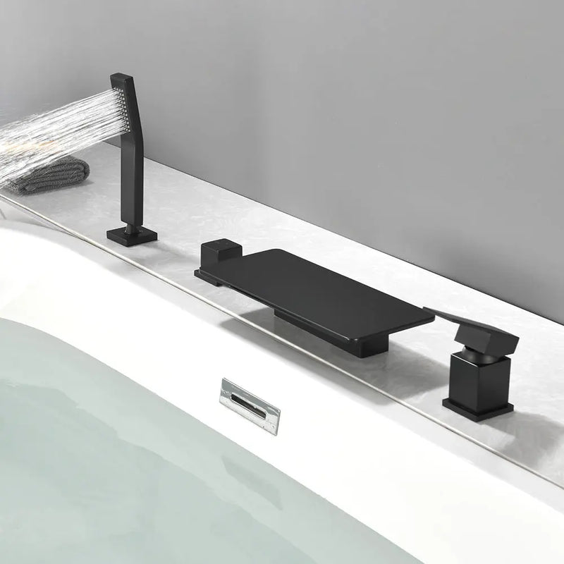 High Flow roman faucet set 4-piece Waterfall Tub Filler with Rough-in Valve and hand shower high-flow-waterfall-roman-faucet-set-with-with-rough-in-valve-and-hand-shower 