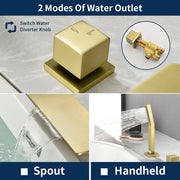 High Flow roman faucet set 4-piece Waterfall Tub Filler with Rough-in Valve and hand shower high-flow-waterfall-roman-faucet-set-with-with-rough-in-valve-and-hand-shower 