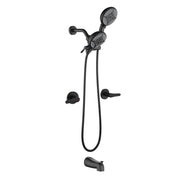 High pressure 5-Mode Dual 2 in 1 Wall mounted Shower System Combo with tub spout and cross handle high-pressure-5-mode-dual-2-in-1-wall-mounted-shower-system-combo-with-tub-spout-and-cross-handle Matte Black / Brass & SUS304 & ABS / 17.3*10.1*5.4 inches