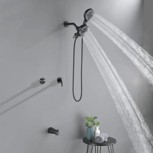 High pressure 5-Mode Dual 2 in 1 Wall mounted Shower System Combo with tub spout and cross handle high-pressure-5-mode-dual-2-in-1-wall-mounted-shower-system-combo-with-tub-spout-and-cross-handle 