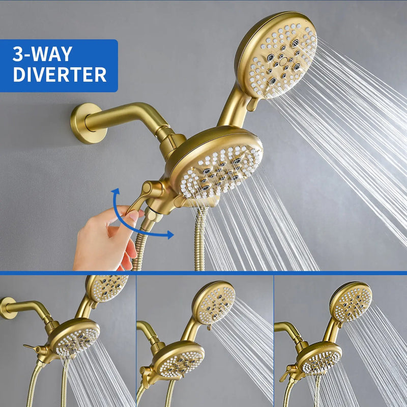 High pressure 5-Mode Dual 2 in 1 Wall mounted Shower System Combo with tub spout and cross handle high-pressure-5-mode-dual-2-in-1-wall-mounted-shower-system-combo-with-tub-spout-and-cross-handle 