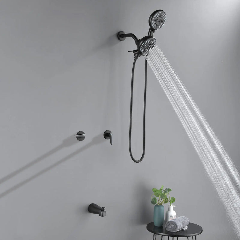High pressure 5-Mode Dual 2 in 1 Wall mounted Shower System Combo with tub spout and cross handle high-pressure-5-mode-dual-2-in-1-wall-mounted-shower-system-combo-with-tub-spout-and-cross-handle 