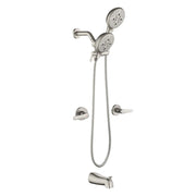 High pressure 5-Mode Dual 2 in 1 Wall mounted Shower System Combo with tub spout and cross handle high-pressure-5-mode-dual-2-in-1-wall-mounted-shower-system-combo-with-tub-spout-and-cross-handle Brushed Nickel / Brass & SUS304 & ABS / 17.3*10.1*5.4 inches