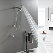 High pressure 5-Mode Dual 2 in 1 Wall mounted Shower System Combo with tub spout and cross handle high-pressure-5-mode-dual-2-in-1-wall-mounted-shower-system-combo-with-tub-spout-and-cross-handle 