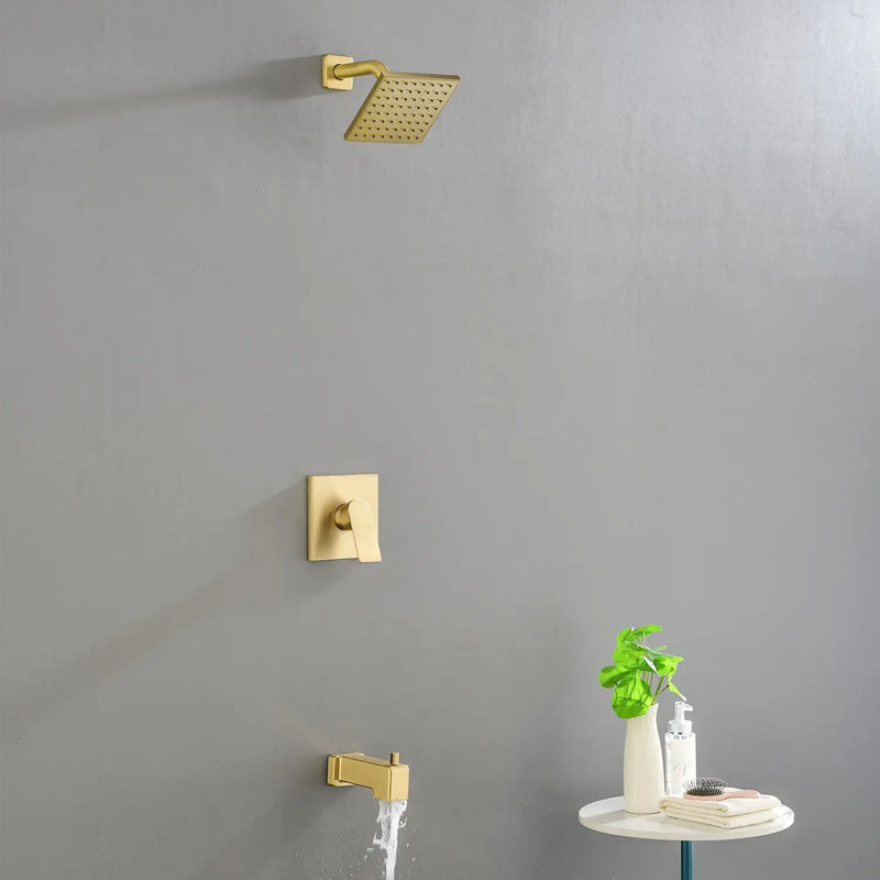 High pressure Single function 6 inch Square Shower Trim Kit with Diverting Tub Spout high-pressure-single-function-6-inch-square-shower-trim-kit-with-diverting-tub-spout 