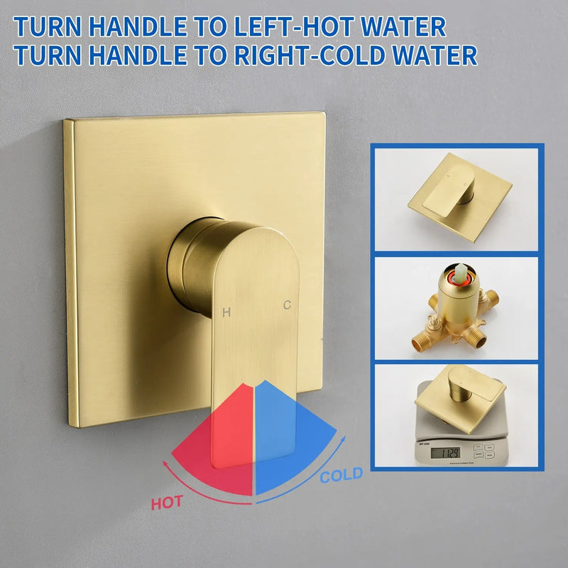 High pressure Single function 6 inch Square Shower Trim Kit with Diverting Tub Spout high-pressure-single-function-6-inch-square-shower-trim-kit-with-diverting-tub-spout 