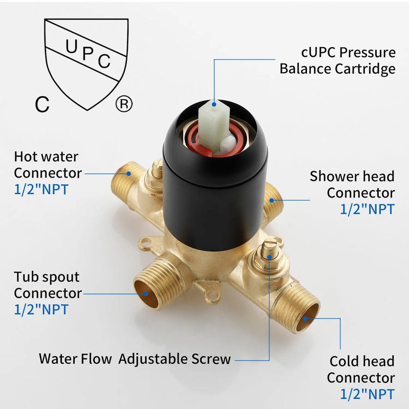 High pressure Single function 6 inch Square Shower Trim Kit with Diverting Tub Spout high-pressure-single-function-6-inch-square-shower-trim-kit-with-diverting-tub-spout 