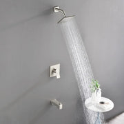 High pressure Single function 6 inch Square Shower Trim Kit with Diverting Tub Spout high-pressure-single-function-6-inch-square-shower-trim-kit-with-diverting-tub-spout Brushed Nickel / Brass & SUS304 & ABS / 17.3*10.1*5.4 inches