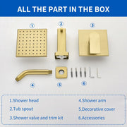 High pressure Single function 6 inch Square Shower Trim Kit with Diverting Tub Spout high-pressure-single-function-6-inch-square-shower-trim-kit-with-diverting-tub-spout 