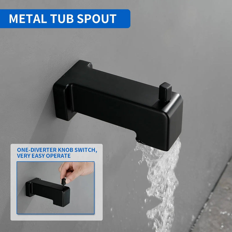 High pressure Single function 6 inch Square Shower Trim Kit with Diverting Tub Spout high-pressure-single-function-6-inch-square-shower-trim-kit-with-diverting-tub-spout 