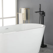 Luxury Freestanding Bathtub Faucet Single Handle Waterfall Tub Filler with Handheld Shower shamanda-freestanding-tub-filler-brushed-gold 