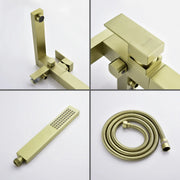 Luxury Freestanding Bathtub Faucet Single Handle Waterfall Tub Filler with Handheld Shower shamanda-freestanding-tub-filler-brushed-gold 