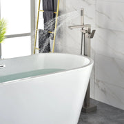 Luxury Freestanding Bathtub Faucet Single Handle Waterfall Tub Filler with Handheld Shower shamanda-freestanding-tub-filler-brushed-gold 