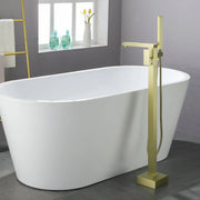 Luxury Freestanding Bathtub Faucet Single Handle Waterfall Tub Filler with Handheld Shower shamanda-freestanding-tub-filler-brushed-gold 