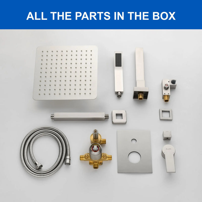 Luxury Tub Shower Faucet Combo Set with Rough-in Valve, Wall Mounted 10inch Shower System with Tub Spout Bathroom Shower Fixture Shower Valve and Trim Kit luxury-tub-shower-faucet-combo-set-with-rough-in-valve-wall-mounted-shower-system-with-tub-spout-bathroom-shower-fixture-shower-valve-and-trim-kit 