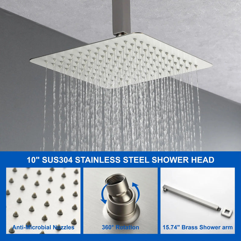 Luxury Tub Shower Faucet Combo Set with Rough-in Valve, Wall Mounted 10inch Shower System with Tub Spout Bathroom Shower Fixture Shower Valve and Trim Kit luxury-tub-shower-faucet-combo-set-with-rough-in-valve-wall-mounted-shower-system-with-tub-spout-bathroom-shower-fixture-shower-valve-and-trim-kit 