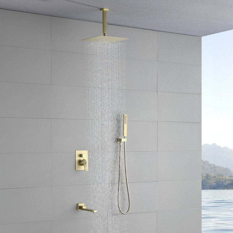 Luxury Tub Shower Faucet Combo Set with Rough-in Valve, Wall Mounted 10inch Shower System with Tub Spout Bathroom Shower Fixture Shower Valve and Trim Kit luxury-tub-shower-faucet-combo-set-with-rough-in-valve-wall-mounted-shower-system-with-tub-spout-bathroom-shower-fixture-shower-valve-and-trim-kit 