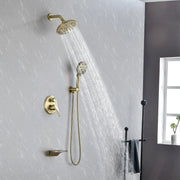 Luxury Tub Shower Faucet Set with Round-in Valve, Wall Mounted Shower System with Waterfall Tub Spout and 6-Setting Rain Shower Head with 9-Setting Handheld luxury-tub-shower-faucet-set-with-round-in-valve-wall-mounted-shower-system-with-waterfall-tub-spout-and-6-setting-rain-shower-head-with-9-setting-handheld-matte-black 