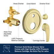 Luxury Tub Shower Faucet Set with Round-in Valve, Wall Mounted Shower System with Waterfall Tub Spout and 6-Setting Rain Shower Head with 9-Setting Handheld luxury-tub-shower-faucet-set-with-round-in-valve-wall-mounted-shower-system-with-waterfall-tub-spout-and-6-setting-rain-shower-head-with-9-setting-handheld-matte-black 