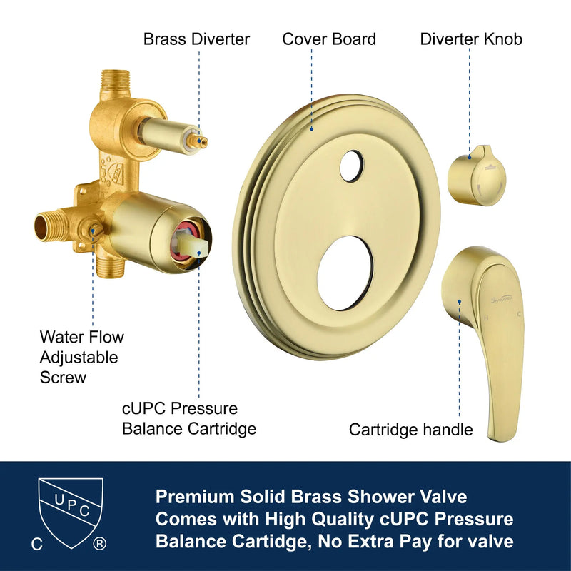 Luxury Tub Shower Faucet Set with Round-in Valve, Wall Mounted Shower System with Waterfall Tub Spout and 6-Setting Rain Shower Head with 9-Setting Handheld luxury-tub-shower-faucet-set-with-round-in-valve-wall-mounted-shower-system-with-waterfall-tub-spout-and-6-setting-rain-shower-head-with-9-setting-handheld-matte-black 