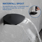 Luxury Tub Shower Faucet Set with Round-in Valve, Wall Mounted Shower System with Waterfall Tub Spout and 6-Setting Rain Shower Head with 9-Setting Handheld luxury-tub-shower-faucet-set-with-round-in-valve-wall-mounted-shower-system-with-waterfall-tub-spout-and-6-setting-rain-shower-head-with-9-setting-handheld-matte-black 