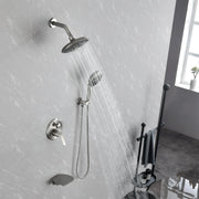 Luxury Tub Shower Faucet Set with Round-in Valve, Wall Mounted Shower System with Waterfall Tub Spout and 6-Setting Rain Shower Head with 9-Setting Handheld luxury-tub-shower-faucet-set-with-round-in-valve-wall-mounted-shower-system-with-waterfall-tub-spout-and-6-setting-rain-shower-head-with-9-setting-handheld-matte-black 