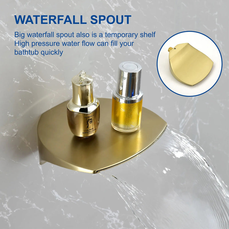 Luxury Tub Shower Faucet Set with Round-in Valve, Wall Mounted Shower System with Waterfall Tub Spout and 6-Setting Rain Shower Head with 9-Setting Handheld luxury-tub-shower-faucet-set-with-round-in-valve-wall-mounted-shower-system-with-waterfall-tub-spout-and-6-setting-rain-shower-head-with-9-setting-handheld-matte-black 