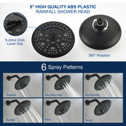 Luxury Tub Shower Faucet Set with Round-in Valve, Wall Mounted Shower System with Waterfall Tub Spout and 6-Setting Rain Shower Head with 9-Setting Handheld luxury-tub-shower-faucet-set-with-round-in-valve-wall-mounted-shower-system-with-waterfall-tub-spout-and-6-setting-rain-shower-head-with-9-setting-handheld-matte-black 