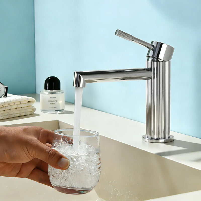 One hole basin faucet mixer with drain pop up single-lever lavatory sink faucet with aerator, 1.2GPM one-hole-basin-faucet-mixer-with-drain-pop-up-single-lever-lavatory-sink-faucet-with-aerator-1-2gpm Chrome / Brass / Hot and cold water mixer
