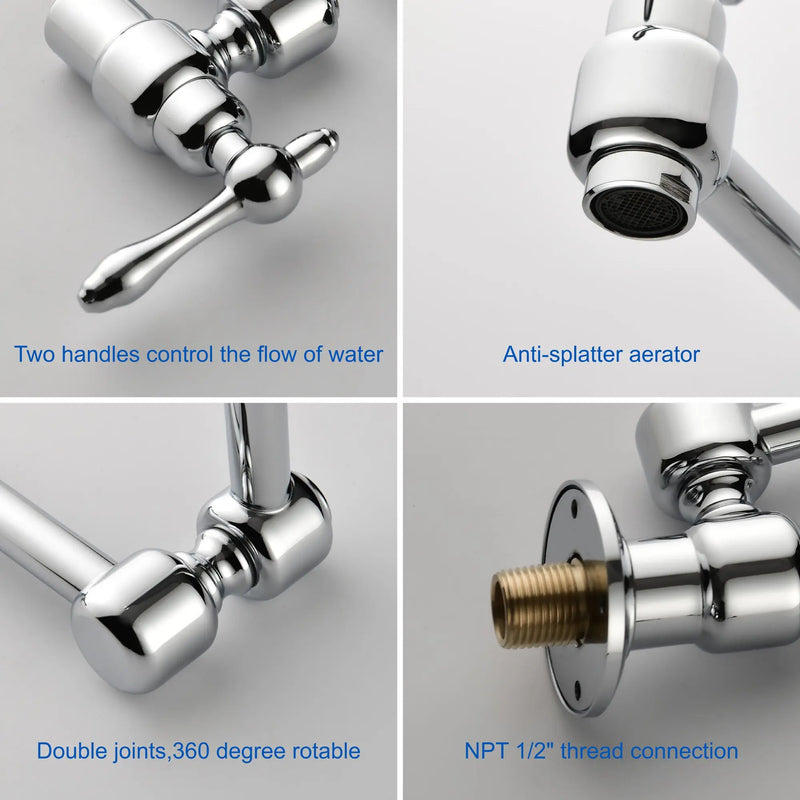 Pot Filler Faucet Wall Mount Brass Faucets Kitchen Commercial Faucet Folding Kitchen Faucet Lead-Free Restaurant Faucets 2 Handles Double Joint Swing Arm Faucet pot-filler-faucet-wall-mount-brass-faucets-kitchen-commercial-faucet-folding-kitchen-faucet-lead-free-restaurant-faucets-2-handles-double-joint-swing-arm-faucet 
