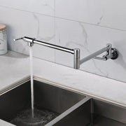 Pot Filler Faucet Wall Mount, Folding Kitchen Faucet Brass Double Joint Swing Arm, Two Handle Single Hole wall-mount-pot-filler-faucet 
