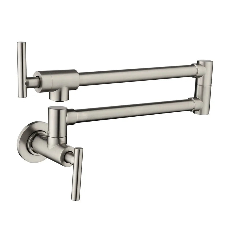 Pot Filler Faucet Wall Mount, Folding Kitchen Faucet Brass Double Joint Swing Arm, Two Handle Single Hole wall-mount-pot-filler-faucet 