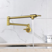 Pot Filler Faucet Wall Mount, Folding Kitchen Faucet Brass Double Joint Swing Arm, Two Handle Single Hole wall-mount-pot-filler-faucet 