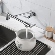 Pot Filler Faucet Wall Mount, Folding Kitchen Faucet Brass Double Joint Swing Arm, Two Handle Single Hole wall-mount-pot-filler-faucet 