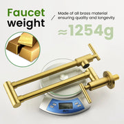 Pot Filler Faucet Wall Mount, Folding Kitchen Faucet Brass Double Joint Swing Arm, Two Handle Single Hole wall-mount-pot-filler-faucet 