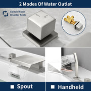 Roman Tub Filler Single Handle Deck Mounted 4 Holes Bathtub Faucet with Handheld Shower in Matte Black, Brushed Nickel, Brushed Gold single-handle-deck-mounted-roman-tub-faucet-filler-with-handheld-shower 