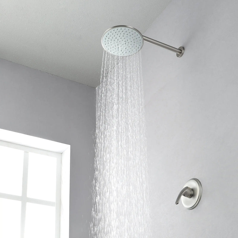 Round Shower Faucets Sets Complete, Single Function Shower trim kit with 9 inch ABS rain shower head shamanda-9-inch-round-shower-system 