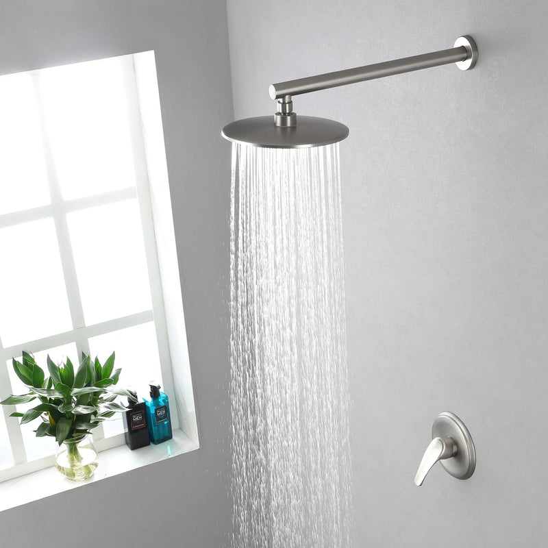 Round Shower Faucets Sets Complete, Single Function Shower trim kit with 9 inch ABS rain shower head shamanda-9-inch-round-shower-system 