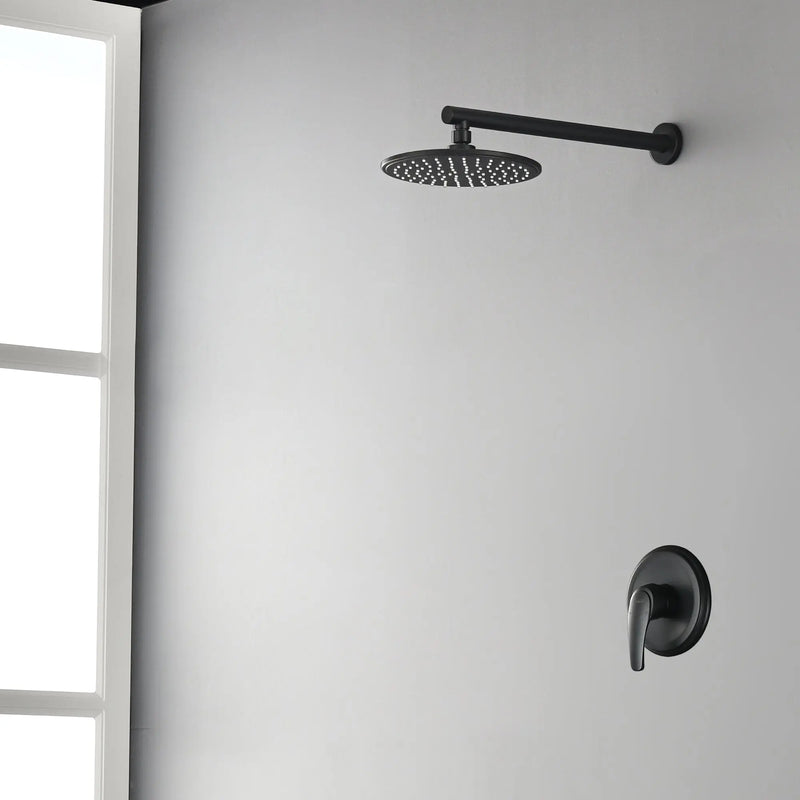 Round Shower Faucets Sets Complete, Single Function Shower trim kit with 9 inch ABS rain shower head shamanda-9-inch-round-shower-system 