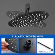 Round Shower Faucets Sets Complete, Single Function Shower trim kit with 9 inch ABS rain shower head shamanda-9-inch-round-shower-system 