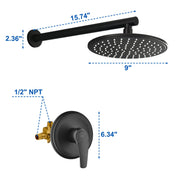 Round Shower Faucets Sets Complete, Single Function Shower trim kit with 9 inch ABS rain shower head shamanda-9-inch-round-shower-system 