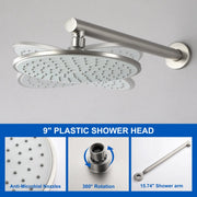 Round Shower Faucets Sets Complete, Single Function Shower trim kit with 9 inch ABS rain shower head shamanda-9-inch-round-shower-system 