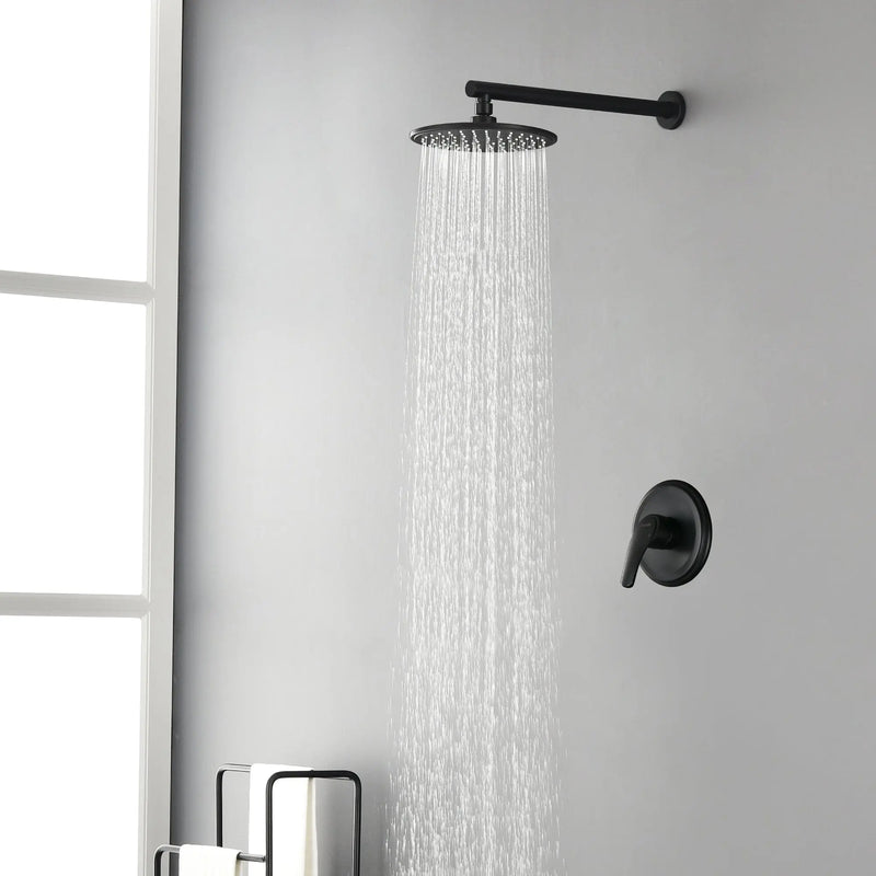 Round Shower Faucets Sets Complete, Single Function Shower trim kit with 9 inch ABS rain shower head shamanda-9-inch-round-shower-system 