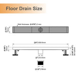 24 Inch Linear Shower Drain with Flange Stainless Steel Long Floor Drain for Bathroom