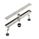 24 Inch Linear Shower Drain with Flange Stainless Steel Long Floor Drain for Bathroom
