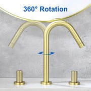 SHAMANDA 2 Handle Bathroom Faucets for Sink 3 Hole, High-Arch Swivel Spout Deck Mounted 8 Inch Widespread Basin Faucet 2-handle-bathroom-faucets-for-sink-3-hole-high-arch-swivel-spout-deck-mounted-8-inch-widespread-basin-faucet-with-valve-and-cupc-water-supply-hoses-brushed-nickel-1516bn 