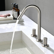 SHAMANDA 2 Handle Bathroom Faucets for Sink 3 Hole, High-Arch Swivel Spout Deck Mounted 8 Inch Widespread Basin Faucet 2-handle-bathroom-faucets-for-sink-3-hole-high-arch-swivel-spout-deck-mounted-8-inch-widespread-basin-faucet-with-valve-and-cupc-water-supply-hoses-brushed-nickel-1516bn Brushed Nickel / Brass / 14.68 x 10.91 x 2.91 inches