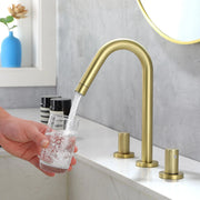 SHAMANDA 2 Handle Bathroom Faucets for Sink 3 Hole, High-Arch Swivel Spout Deck Mounted 8 Inch Widespread Basin Faucet 2-handle-bathroom-faucets-for-sink-3-hole-high-arch-swivel-spout-deck-mounted-8-inch-widespread-basin-faucet-with-valve-and-cupc-water-supply-hoses-brushed-nickel-1516bn 
